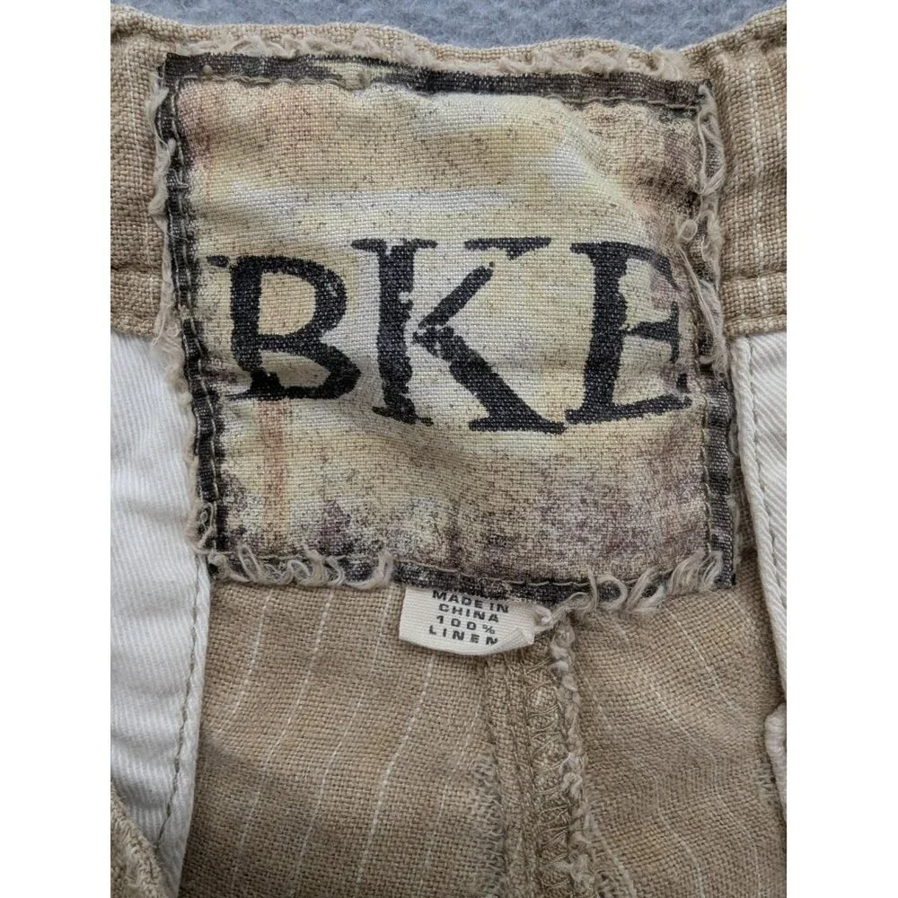 BKE Shorts Mens 32 Timber Cream Linen Loveland Flat Front 26488AM Casual Summer